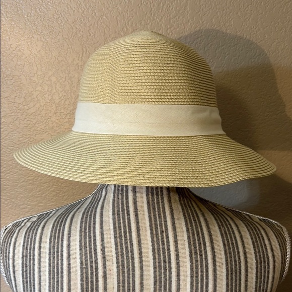 NEW Furtalk Cream Straw Hat Cream Bow Adjustable Sz Detachable Chin Strap Paper - Picture 3 of 9